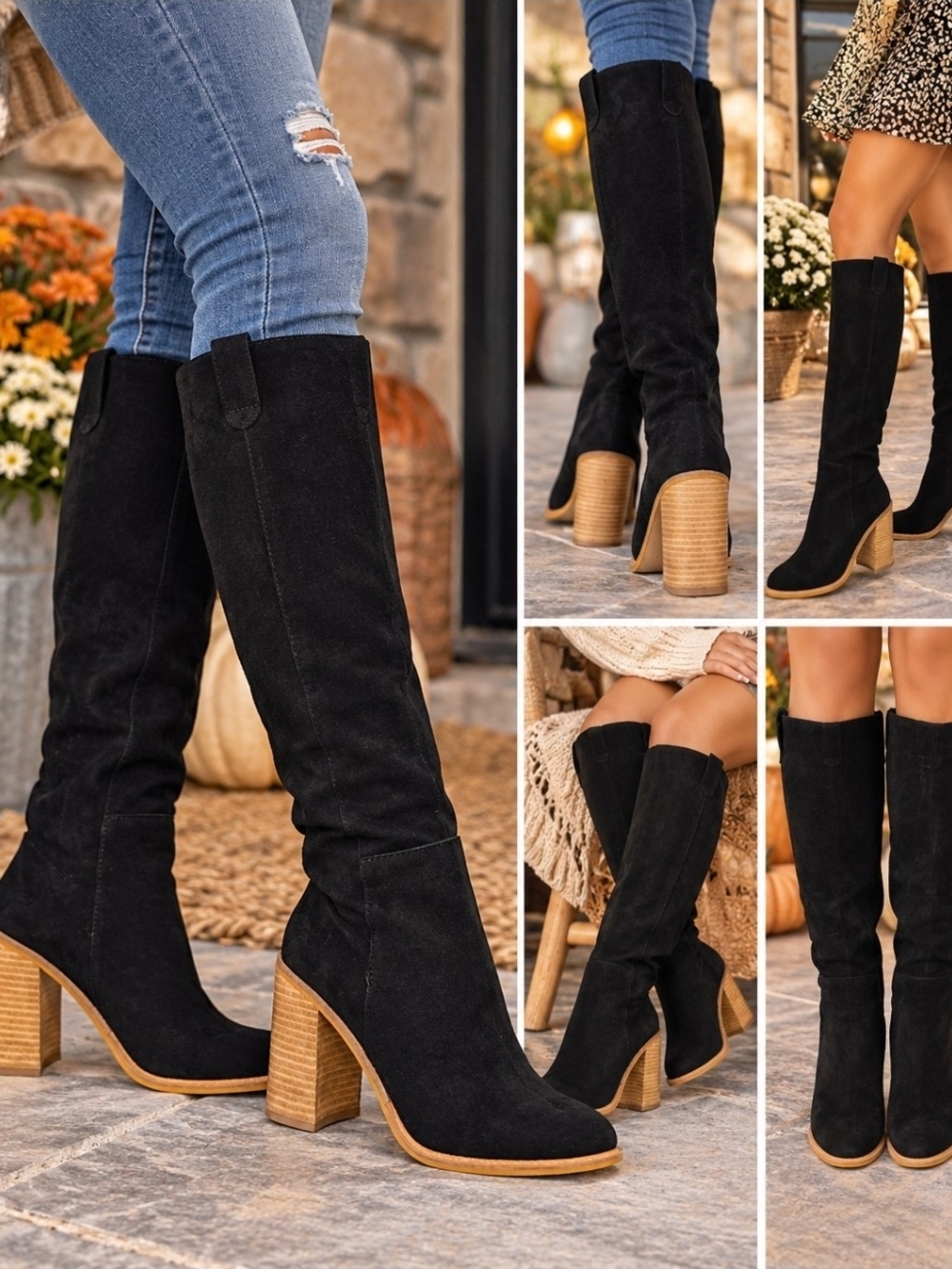Altar’d State Black Knee High Suede Boots Size 8.5